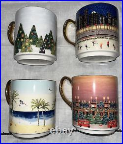 4 Anthropologie Christmas Time in the City Paris New York L A London Mug