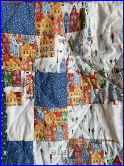 Christmas In The City Lap Quilt hand made Patchwork Soft OOAK Farmhouse