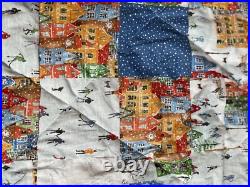 Christmas In The City Lap Quilt hand made Patchwork Soft OOAK Farmhouse