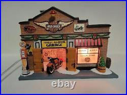 DEPARTMENT 56 CHRISTMAS IN THE CITY HARLEY DAVIDSON GARAGE Works Great