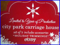 DEPT 56 Christmas in the City CITY PARK CARRIAGE HOUSE Set of 3 #4023614