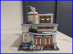 Department 56 Christmas In The City Blue Line Bus Depot Lighted Village 59210