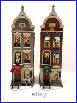 Department 56 Christmas in the city Brownstones on the Square 2 pc set NEW