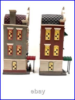 Department 56 Christmas in the city Brownstones on the Square 2 pc set NEW