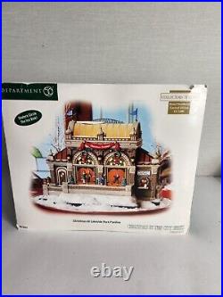Dept 56 Christmas At Lakeside Park Pavilion Moving Skaters Lighted With Box Read