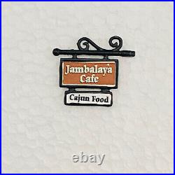 Dept 56 Jambalaya Cafe Christmas in the City #59265 withBox Cord & Cajun Food Sign
