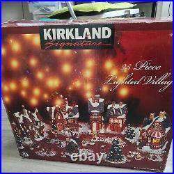 Kirkland Signature Christmas Set 25 Piece Handpainted Porcelain Lighted Village