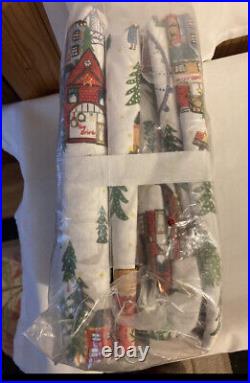 NEW Pottery Barn Christmas In The City King Sheet Set Organic Percale Cotton