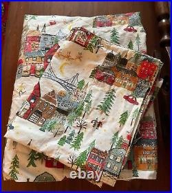 Pottery Barn Holiday Christmas in the City Queen Cotton Sheet Set Perfect