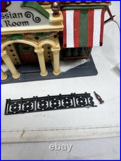 READ Dept 56 Christmas In The City Russian Tea Room GUARD RAIL NOT ATTACHED FLAW