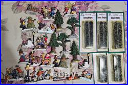 Vintage Christmas in the City Figurines Lot (47pcs) Hedges/tree/houses/horses
