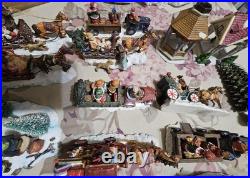 Vintage Christmas in the City Figurines Lot (47pcs) Hedges/tree/houses/horses