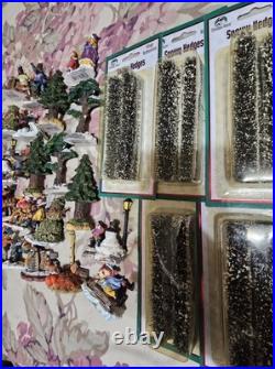 Vintage Christmas in the City Figurines Lot (47pcs) Hedges/tree/houses/horses
