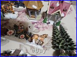 Vintage Christmas in the City Figurines Lot (47pcs) Hedges/tree/houses/horses