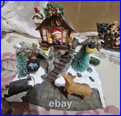 Vintage Christmas in the City Figurines Lot (47pcs) Hedges/tree/houses/horses
