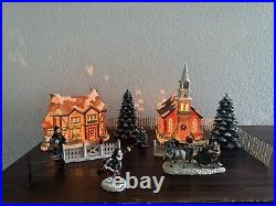 Vtg 1991 Mervyn's Village Square Christmas Starter Set With Additional Figures