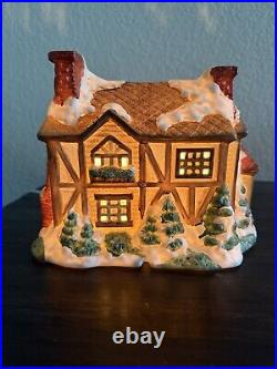 Vtg 1991 Mervyn's Village Square Christmas Starter Set With Additional Figures