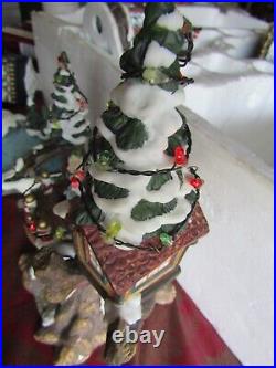 Vtg Kirkland Xmas Set 37 Pcs Porcelain Lighted Santa's Village59979Sell As Is